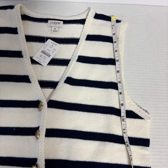 J. Crew Striped Button Down Sweater-Vest Blue/White Size M NWT - Picture 13 of 14
